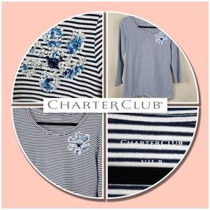 Chart Club! Crew Neck Stripe Long Sleeves